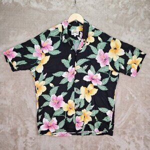 Made in Hawaii USA Pineapple Juice Hawaiian Shirt Mens Sz L Short Sleeve Floral
